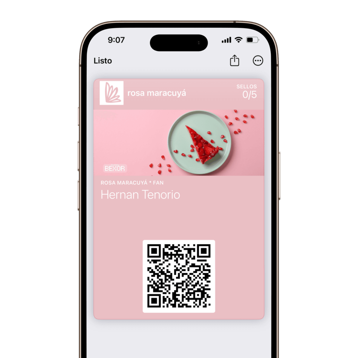 Tarjeta de sellos digital de Bexor en Apple Wallet y Google Wallet